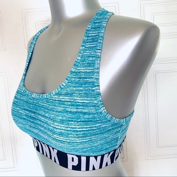 PINK Victoria Secret sport bra turquoise stretch  women size small - Picture 3 of 8